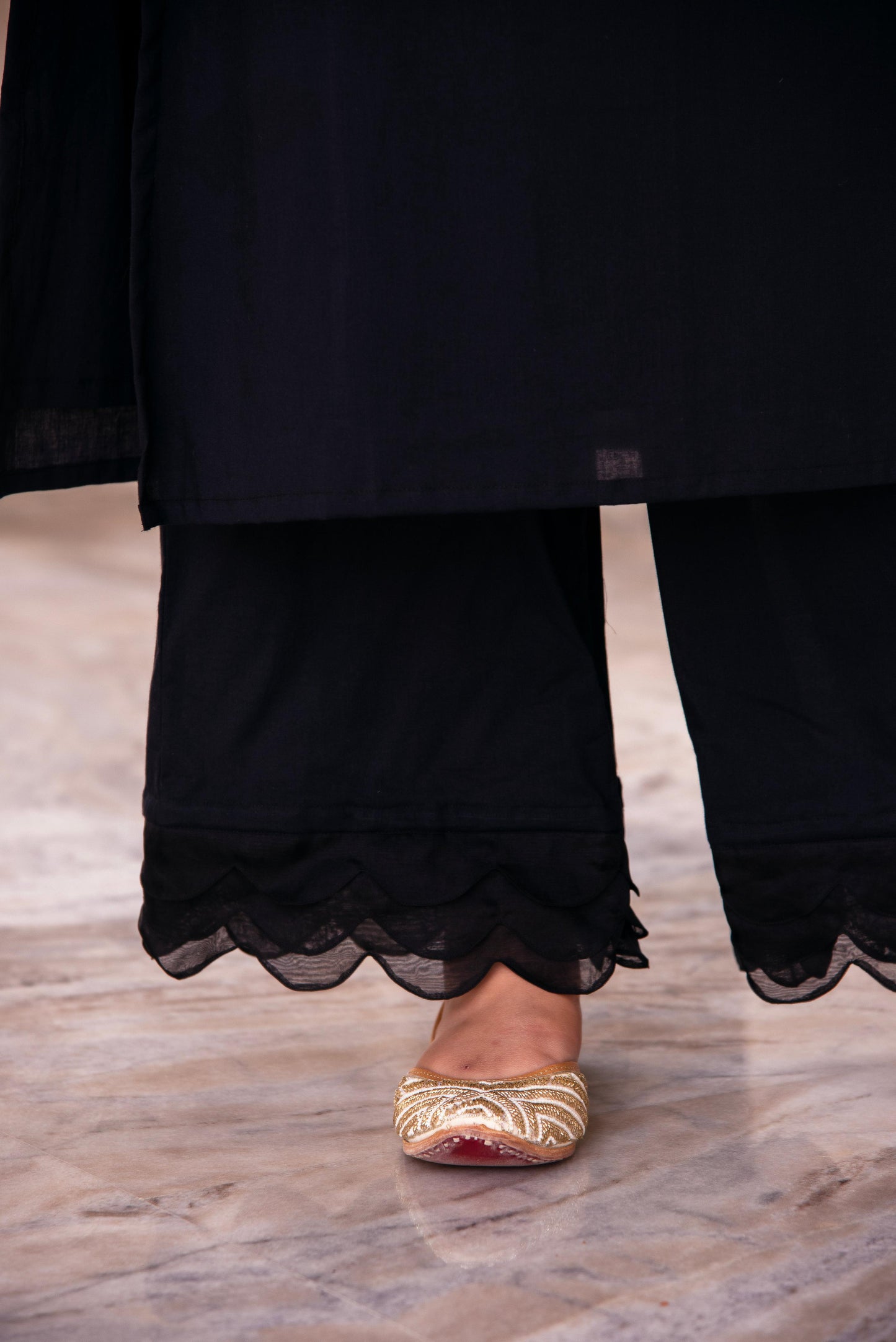 Pomcha Jaipur Kapas Pure Black Co-Ord Set - Swadesiicart
