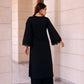 Pomcha Jaipur Kapas Pure Black Co-Ord Set - Swadesiicart