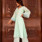 Pomcha Jaipur Kapas Pastel Green Co-Ord Set - Swadesiicart