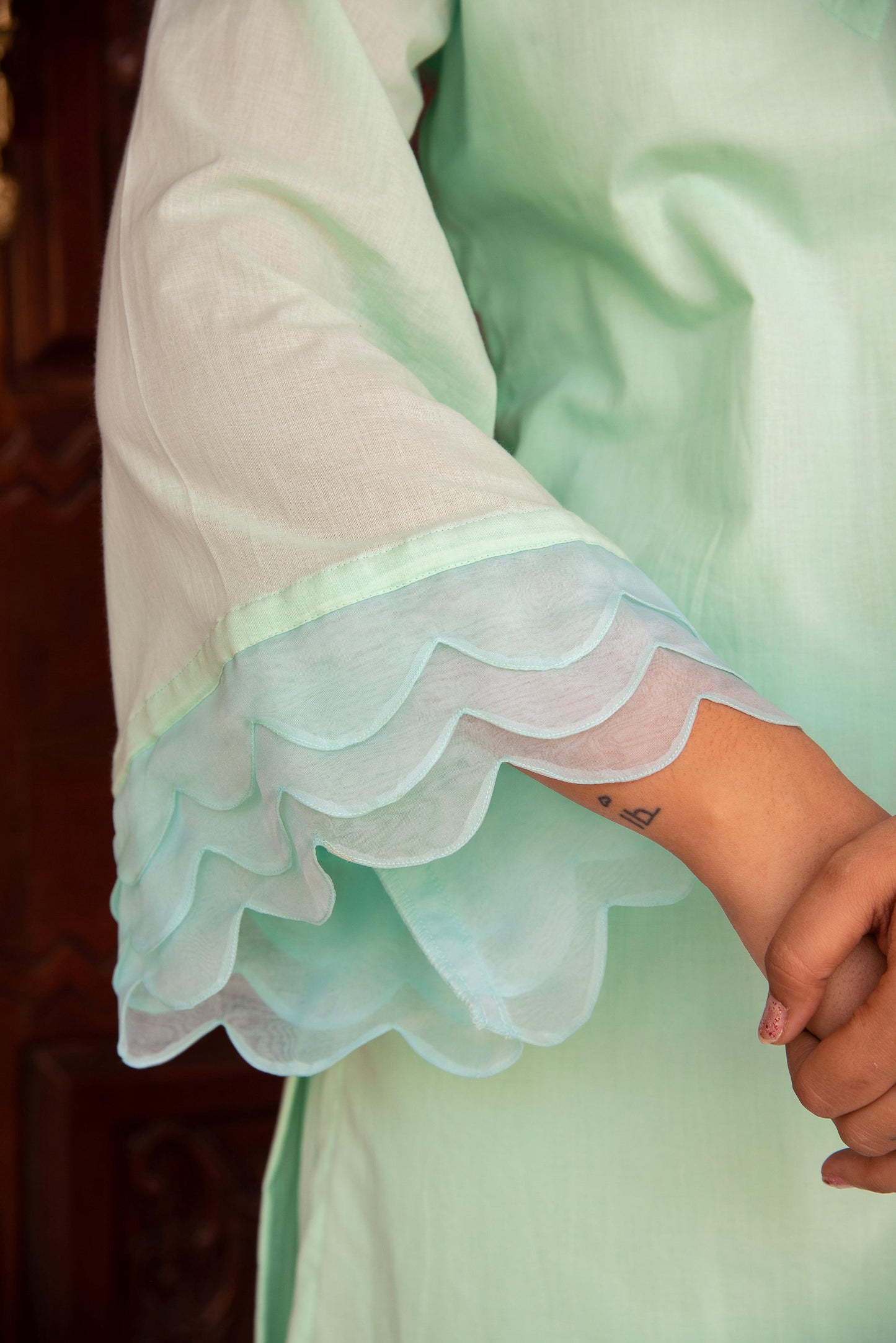 Pomcha Jaipur Kapas Pastel Green Co-Ord Set - Swadesiicart