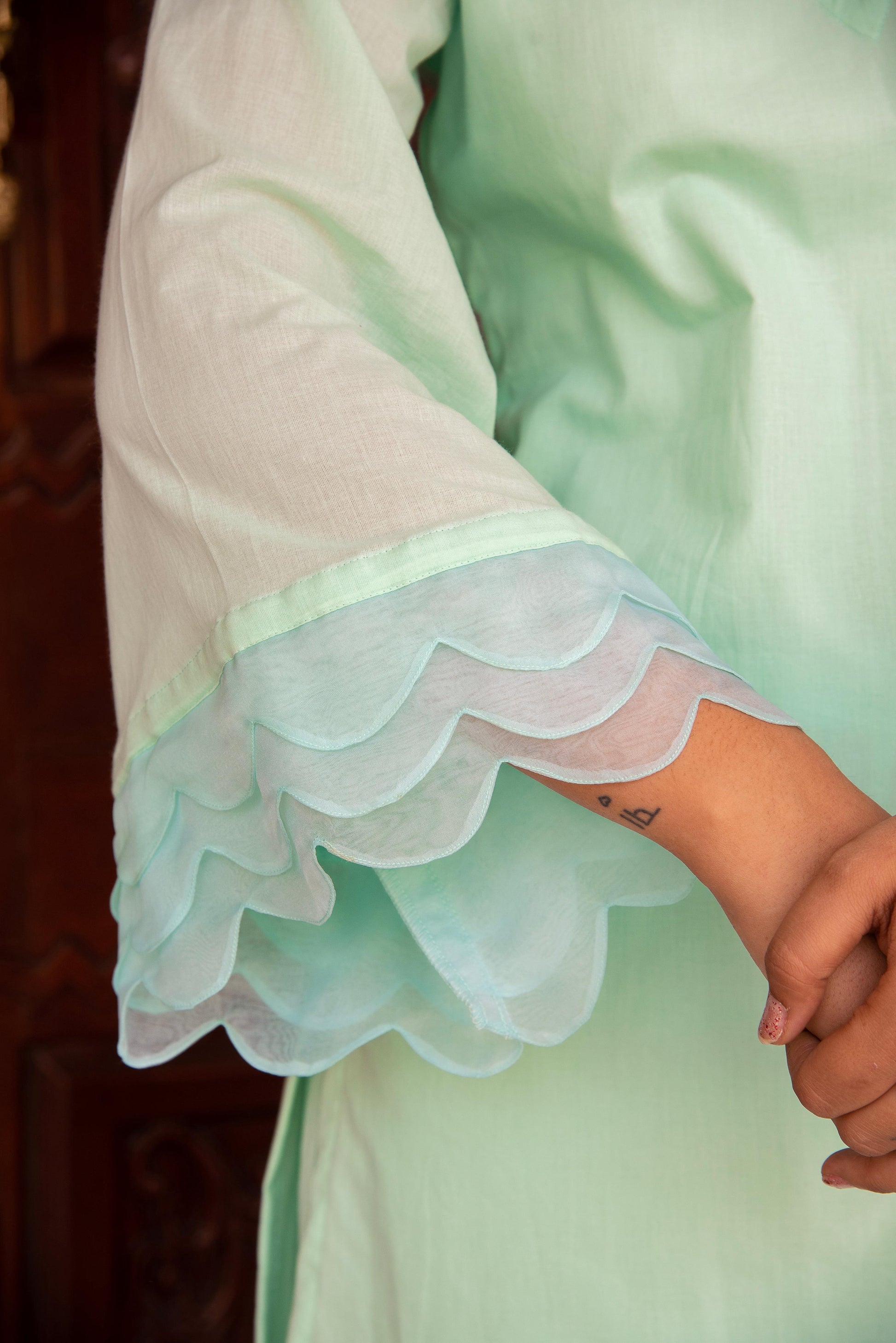 Pomcha Jaipur Kapas Pastel Green Co-Ord Set - Swadesiicart