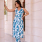 Pomcha Jaipur Kapas Blue Lilly Sleeveless Co-Ord Set - Swadesiicart