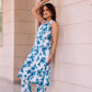 Pomcha Jaipur Kapas Blue Lilly Sleeveless Co-Ord Set - Swadesiicart