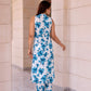 Pomcha Jaipur Kapas Blue Lilly Sleeveless Co-Ord Set - Swadesiicart