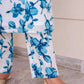 Pomcha Jaipur Kapas Blue Lilly Sleeveless Co-Ord Set - Swadesiicart