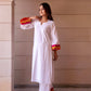 Pomcha Jaipur Kapas Rangbirangi White Co-Ord Set - Swadesiicart