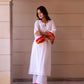 Pomcha Jaipur Kapas Rangbirangi White Co-Ord Set - Swadesiicart