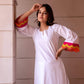 Pomcha Jaipur Kapas Rangbirangi White Co-Ord Set - Swadesiicart