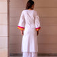 Pomcha Jaipur Kapas Rangbirangi White Co-Ord Set - Swadesiicart