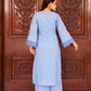 Pomcha Jaipur Kapas Powder Blue Co-Ord Set - Swadesiicart