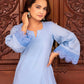 Pomcha Jaipur Kapas Powder Blue Co-Ord Set - Swadesiicart