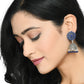 Mominos Fashion Joharkamal Kundan work Jhumka with Blue Beads - Swadesiicart