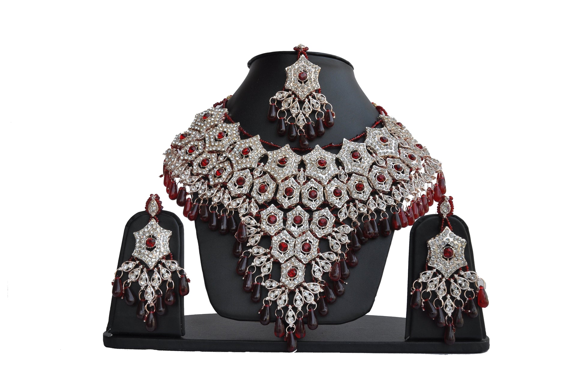 Gold-Polished Alloy Handcrafted Semi Bridal Grand Look Necklace Set - The Pari - Swadesiicart