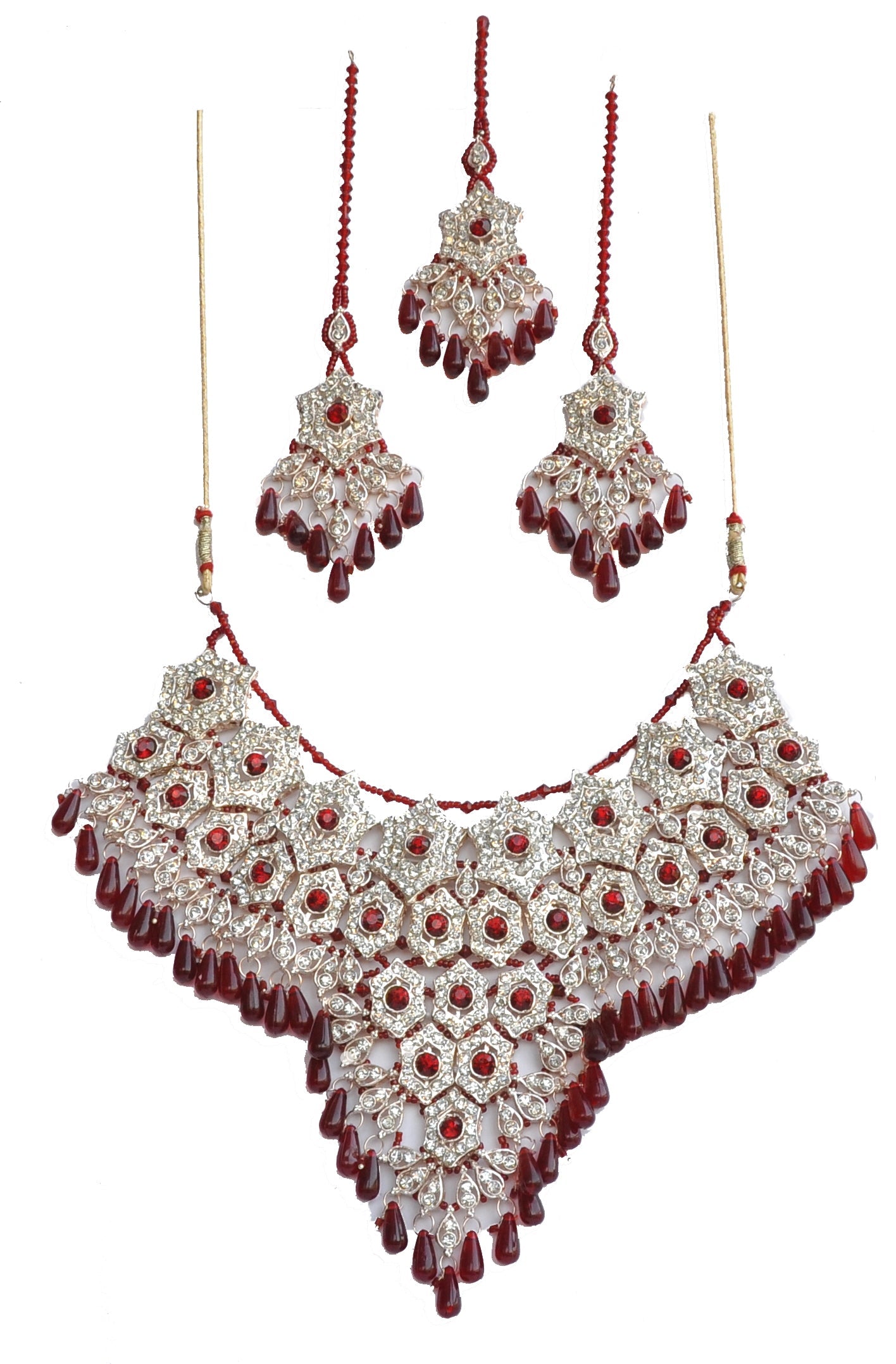 Gold-Polished Alloy Handcrafted Semi Bridal Grand Look Necklace Set - The Pari - Swadesiicart