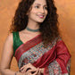 Very Much Indian Designed By VMI - Handloom Pure Tussar Silk Saree With Beautiful Madhubani Print - Red | Swadesiicart