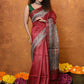 Very Much Indian Designed By VMI - Handloom Pure Tussar Silk Saree With Beautiful Madhubani Print - Red | Swadesiicart
