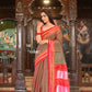 Very Much Indian Handloom Cotton Viscose Ilkal Saree With Pure Resham Pallu - Bright Dual Tone Red Green With Red Border | Swadesiicart