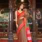Very Much Indian Handloom Cotton Viscose Ilkal Saree With Pure Resham Pallu - Bright Dual Tone Red Green With Red Border | Swadesiicart