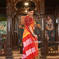 Very Much Indian Handloom Cotton Viscose Ilkal Saree With Pure Resham Pallu - Bright Mustard Yellow With Red Border | Swadesiicart