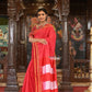 Very Much Indian Handloom Cotton Viscose Ilkal Saree With Pure Resham Pallu - Bright Red With Red Border | Swadesiicart