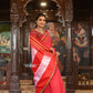 Very Much Indian Handloom Cotton Viscose Ilkal Saree With Pure Resham Pallu - Bright Red With Red Border | Swadesiicart