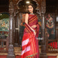 Very Much Indian Handloom Cotton Viscose Ilkal Saree With Pure Resham Pallu - Bright Maroon With Red Border | Swadesiicart