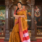 Very Much Indian Handloom Cotton Viscose Ilkal Saree With Pure Resham Pallu - Bright Beige Yellow With Red Border | Swadesiicart