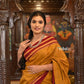 Very Much Indian Handloom Cotton Viscose Ilkal Saree With Pure Resham Pallu - Bright Beige Yellow With Red Border | Swadesiicart