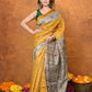 Very Much Indian Designed By VMI - Handloom Pure Tussar Silk Saree With Beautiful Madhubani Print - Yellow | Swadesiicart