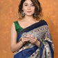 Very Much Indian Designed By VMI - Handloom Pure Tussar Silk Saree With Beautiful Madhubani Print - Blue | Swadesiicart