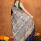 Very Much Indian Designed By VMI - Handloom Pure Tussar Silk Saree With Beautiful Madhubani Print - Blue | Swadesiicart