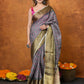 Very Much Indian Designed By VMI - Handloom Pure Organic Natural Linen Saree - HandBlock Printed | Swadesiicart
