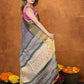 Very Much Indian Designed By VMI - Handloom Pure Organic Natural Linen Saree - HandBlock Printed | Swadesiicart