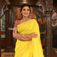 Very Much Indian Authentic Handloom Pure Cotton Paithani with Traditional Peacock Pallu - Lime Yellow | Swadesiicart