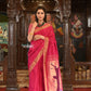 Very Much Indian Authentic Handloom Pure Cotton Paithani with Traditional Radha Krishna Pallu - Red Delight | Swadesiicart