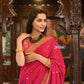Very Much Indian Authentic Handloom Pure Cotton Paithani with Traditional Radha Krishna Pallu - Red Delight | Swadesiicart