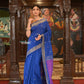 Very Much Indian Authentic Handloom Pure Cotton Paithani with Handcrafted Swan Pallu - Marine Blue | Swadesiicart