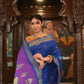 Very Much Indian Authentic Handloom Pure Cotton Paithani with Handcrafted Swan Pallu - Marine Blue | Swadesiicart
