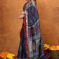 Very Much Indian Designed By VMI - Handloom Pure Organic Natural Linen Saree - HandBlock Printed | Swadesiicart