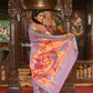 Very Much Indian Authentic Handloom Pure Cotton Paithani with Handcrafted Peacock Pallu - Dual tone Blue Pink | Swadesiicart