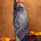 Very Much Indian Designed By VMI - Handloom Pure Organic Natural Linen Saree - HandBlock Printed | Swadesiicart