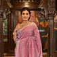 Very Much Indian Authentic Handloom Pure Cotton Paithani with Handcrafted Peacock Pallu - Dual tone Blue Pink | Swadesiicart
