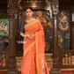 Very Much Indian Authentic Handloom Pure Cotton Paithani with Handcrafted Asawali Pallu - Orange Shade | Swadesiicart