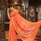 Very Much Indian Authentic Handloom Pure Cotton Paithani with Handcrafted Asawali Pallu - Orange Shade | Swadesiicart