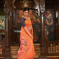 Very Much Indian Authentic Handloom Pure Cotton Paithani with Handcrafted Asawali Pallu - Orange Shade | Swadesiicart