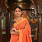Very Much Indian Authentic Handloom Pure Cotton Paithani with Handcrafted Asawali Pallu - Orange Shade | Swadesiicart