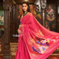 Very Much Indian Authentic Handloom Pure Cotton Paithani with Handcrafted Radhakrishna Pallu - Rani Pink | Swadesiicart