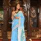Very Much Indian Authentic Handloom Pure Cotton Paithani with Handcrafted Peacock Pallu - Sky Blue | Swadesiicart