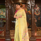 Very Much Indian Authentic Handloom Pure Cotton Paithani with Handcrafted Asawali Pallu - Lime Yellow | Swadesiicart