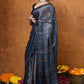 Very Much Indian Handloom Modal Silk Saree With Ajrakh Handblock Print With Eco-Friendly Vegetable Dye - Blue | Swadesiicart